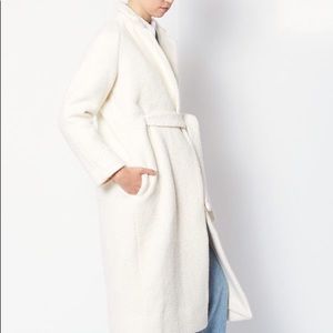 Ganni egret fenn wool coat in white/cream